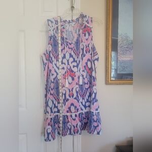 Crown & Ivy Pink and Blue Tie-Dye Top